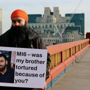 Gurpreet Singh Johal standing near MI6 HQ questioning whether the spy agency played a role in his brother's imprisonment in India