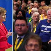 First Minister Nicola Sturgeon speaking at the SNP conference held in October 2022