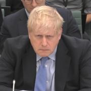 Boris Johnson towards the end of the three-hour evidence session in front of the Privileges Committee