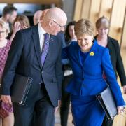 Nicola Sturgeon and John Swinney arrive for her last First Minister's Questions.