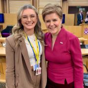 Sally Donald with Nicola Sturgeon in the Scottish Parliament