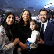 Humza Yousaf celebrated with his family after winning the contest