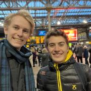 Dante (right) and Zack (VP of SUSNA) coming back from a day of campaigning in Edinburgh