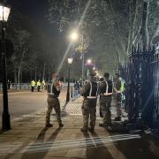 The scene outside Buckingham Palace, London, where a man has been arrested