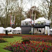 A view of media studios in front of Buckingham Palace