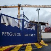 File photograph of the gates of the Ferguson Marine shipyard in Port Glasgow