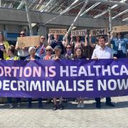 Abortion rights campaigners outside of the Scottish Parliament
