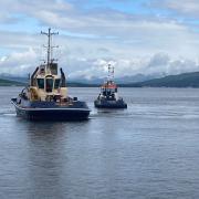 Dramatic footage shows tug receiving help from another vessel after running into trouble off Greenock