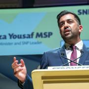 Humza Yousaf speaking in Dundee to members