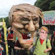 Environmental activists protest at the Ineos plant in Grangemouth