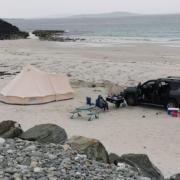 A picture of a campsite on Harris has sparked disbelief among locals