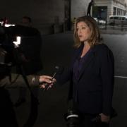 Penny Mordaunt speaks to the media outside BBC Broadcasting House in London