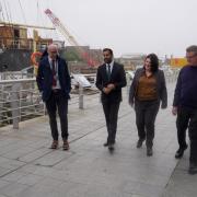 First Minister Humza Yousaf at the Riverside Museum to announce the hand over of the project