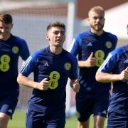 Scotland's Billy Gilmour during a training session at Lesser Hampden, Glasgow ahead of their game