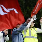 File photograph of Unite members on strike in 2019