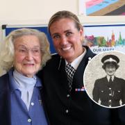 Mary d'Arcy Kincaid and Assistant Chief Constable Emma Bond at St Leonards Police Station