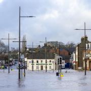 Flooded roads in Whitesands, Dumfries in December 2022