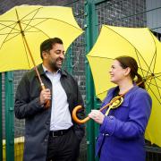 SNP leader Humza Yousaf and Rutherglen and Hamilton West SNP candidate Katy Loudon