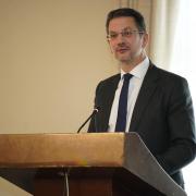 Northern Ireland Office minister Steve Baker addresses the British-Irish Parliamentary Assembly at the K Club, Kildare