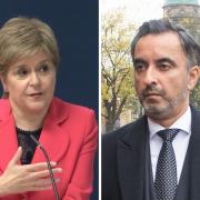 Former first minister Nicola Sturgeon (left) and Aamer Anwar, the lead solicitor for the Scottish Covid Bereaved