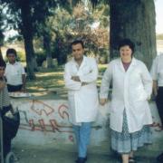 Dr Philippa Whitford (second from right) pictured at the Al-Ahli Arab Hospital in Gaza