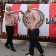 Members of the Football Lads Alliance (FLA) ahead of a march through Birmingham city centre