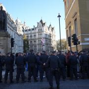 A line of police attempted to stop them from reaching Whitehall