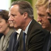 Foreign Secretary David Cameron pictured at his first Cabinet meeting as Foreign Secretary