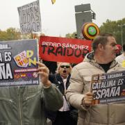 People protest against the investiture of Spain's acting Prime Minister Pedro Sanchez