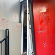 A swastika was graffitied onto the wall of the school