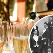 File photograph of glasses of champagne with David Cameron during his time in the Bullingdon Club