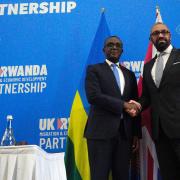 Rwandan foreign affairs minister Vincent Biruta and Home Secretary James Cleverly