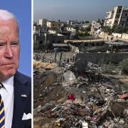 US president Joe Biden said that Israel was indiscriminately bombing Gaza (seen right)