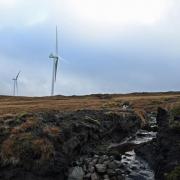 A view of turbines at the Stronelairg wind farm in the Scottish Highlands