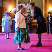 Jackie Baillie and Anne, Princess Royal at an investiture ceremony in Edinburgh