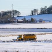 A snow plough near Fordoun in Aberdeenshire