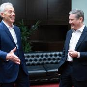 Former prime minister Tony Blair pictured with Labour leader Keir Starmer