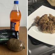The Macaulay's vegetarian haggis from Aldi washed down well with a sip of Irn-Bru