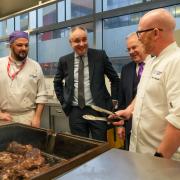 Richard Lochhead at the City of Glasgow College with Scotland's national chef Gary MacLean