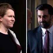 Former chief of staff to Nicola Sturgeon Liz Lloyd (left) and First Minister Humza Yousaf, both photographed leaving the Covid Inquiry on January 25