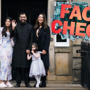 First Minister Humza Yousaf with his family outside Bute House