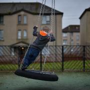 A play park near disused housing in the Hamiltonhill area of Glasgow