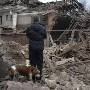 Apartment houses after a night Russian rocket attack in Sloviansk, Ukraine (AP Photo/Efrem Lukatsky)