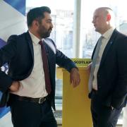 Humza Yousaf and Stephen Flynn after delivering a speech on the future of Scotland's Energy Sector