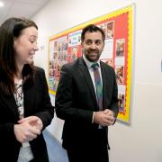 Humza Yousaf during a visit to Moffat Academy