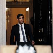 Prime Minister Rishi Sunak arrives to give a press conference in Downing Street, London
