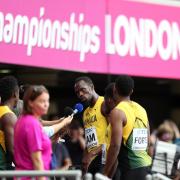 Jamaica’s Usain Bolt (second from right) after the men’s 4x100m relay at the 2017 World Athletics Championships in London (Jonathan Brady/PA).