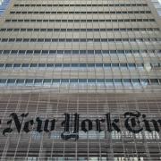 Stock image of the exterior of the New York Times building