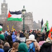 Pro-Palestine campaigners gathered in Edinburgh on Saturday afternoon
