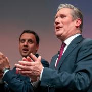 Scottish Labour's Anas Sarwar (left) on stage with UK party leader Keir Starmer